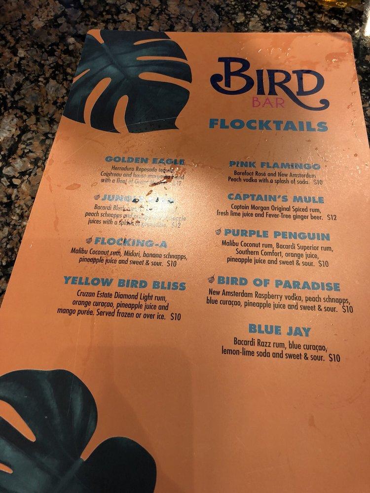 Menu at Bird Bar, Las Vegas