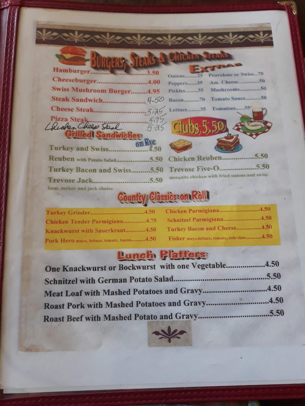 Menu at Erwin's Country Kitchen restaurant, FeastervilleTrevose