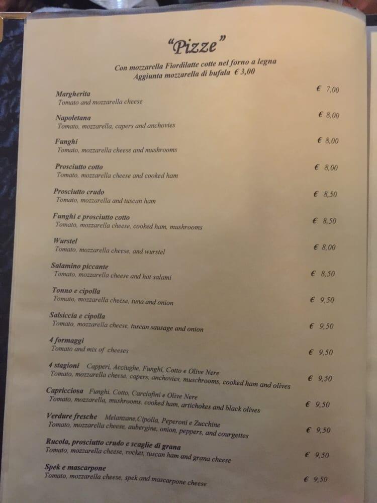 Menu da Osteria del Sole ristorante, Capannoli