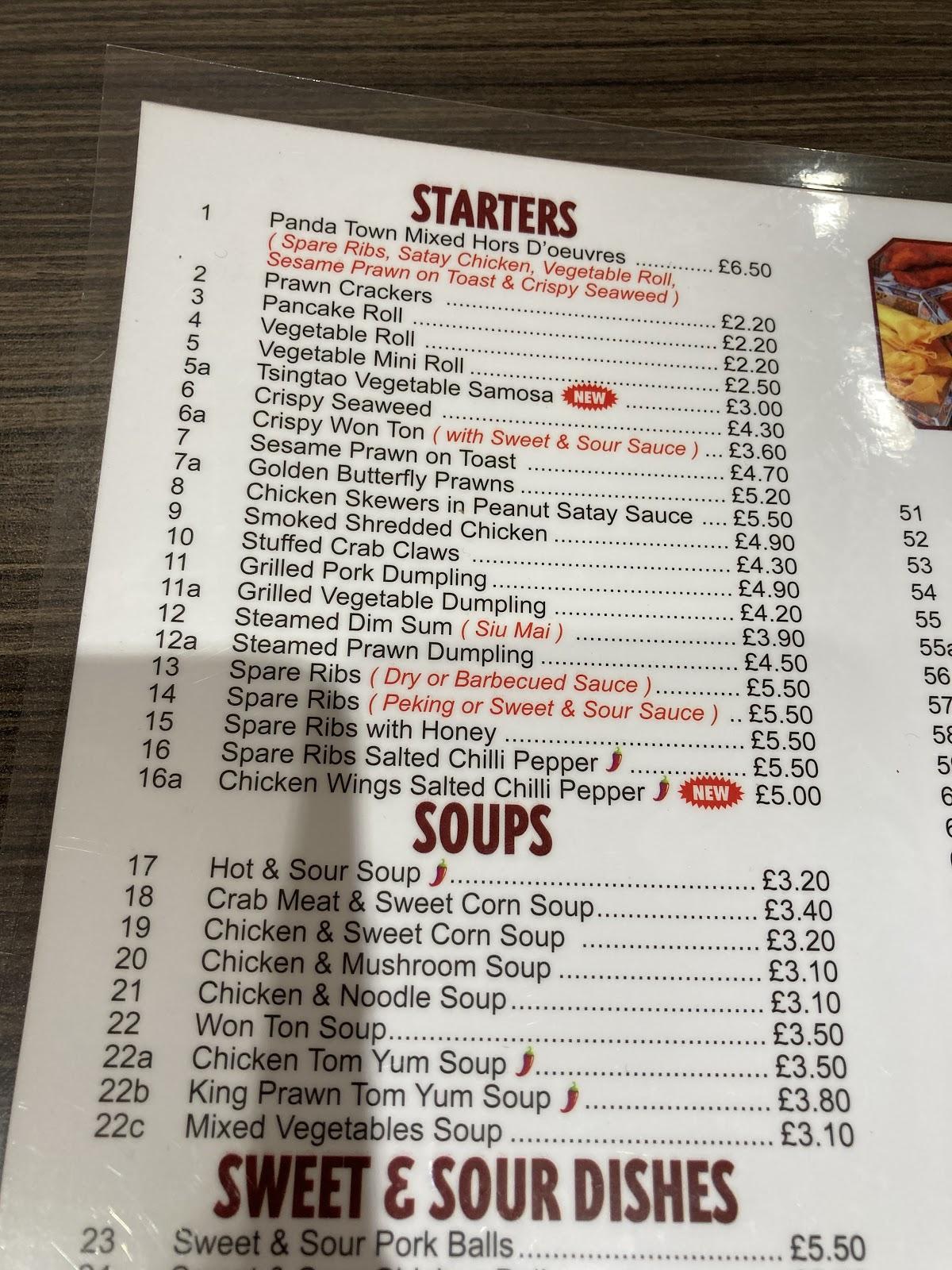 Menu at Panda Town fast food, Haywards Heath