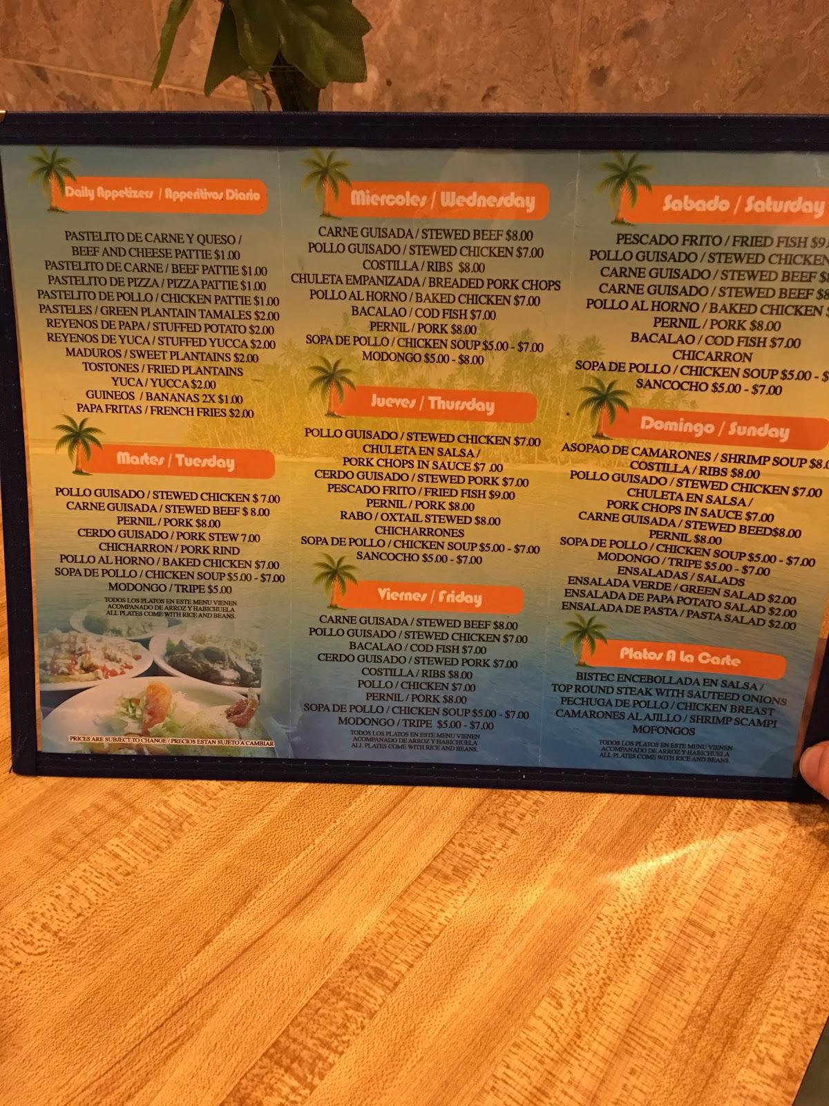 Carta de Maracas Cafe, Belén
