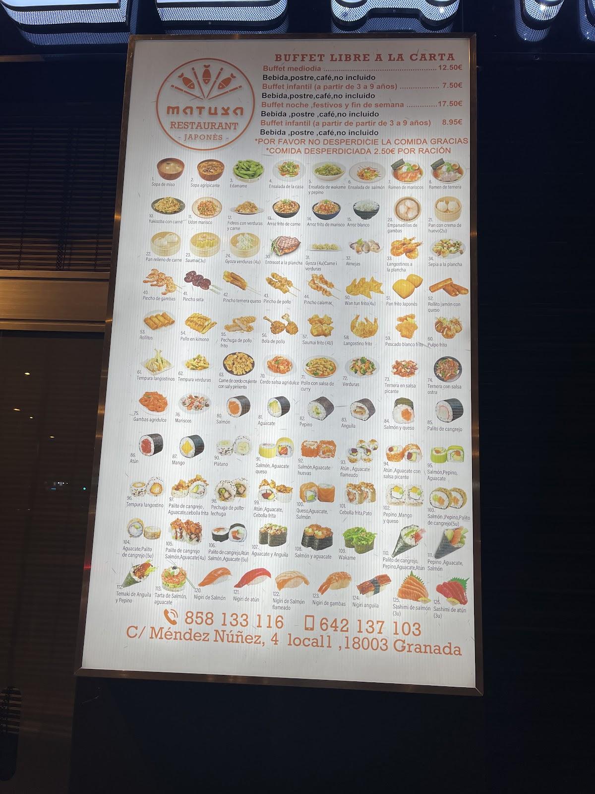 Carta del restaurante Buffet MATUYA, Granada