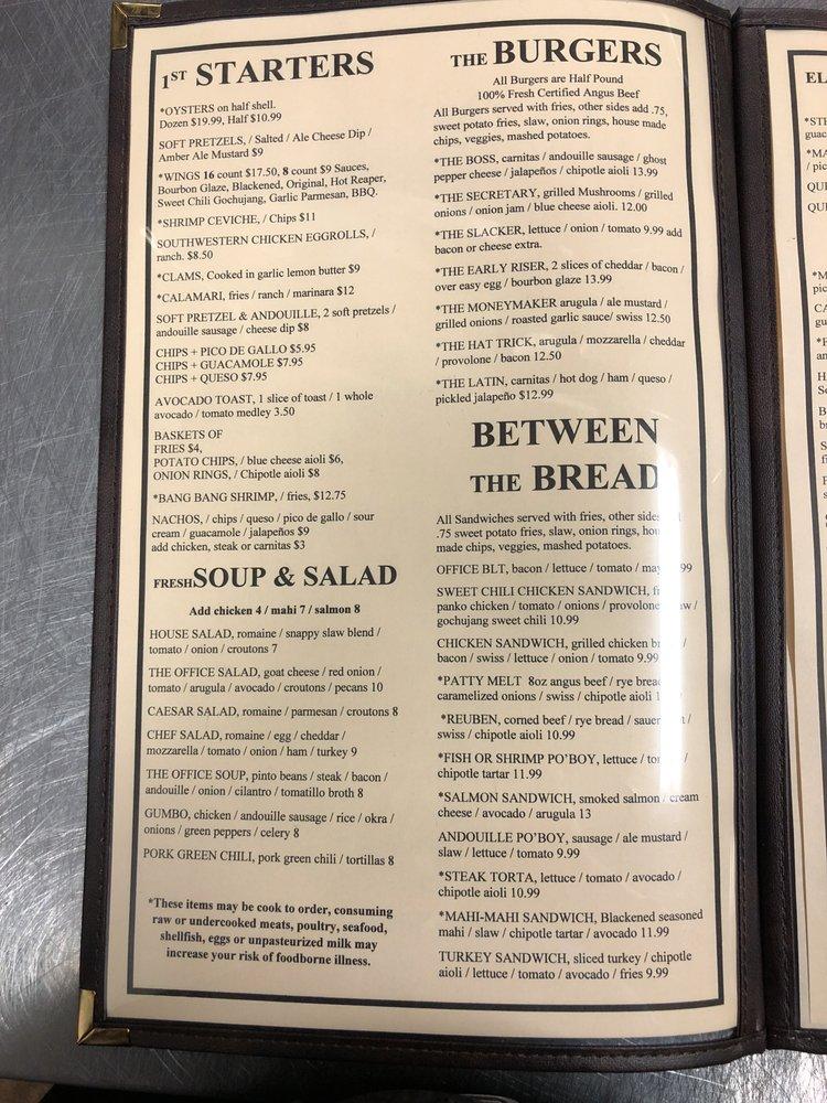 Menu at The Office Bar & Kitchen, Castle Rock