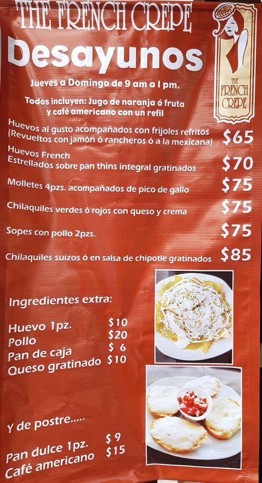 Menu At French Crepe Un Lugar De Crepas Restaurant Mexico City