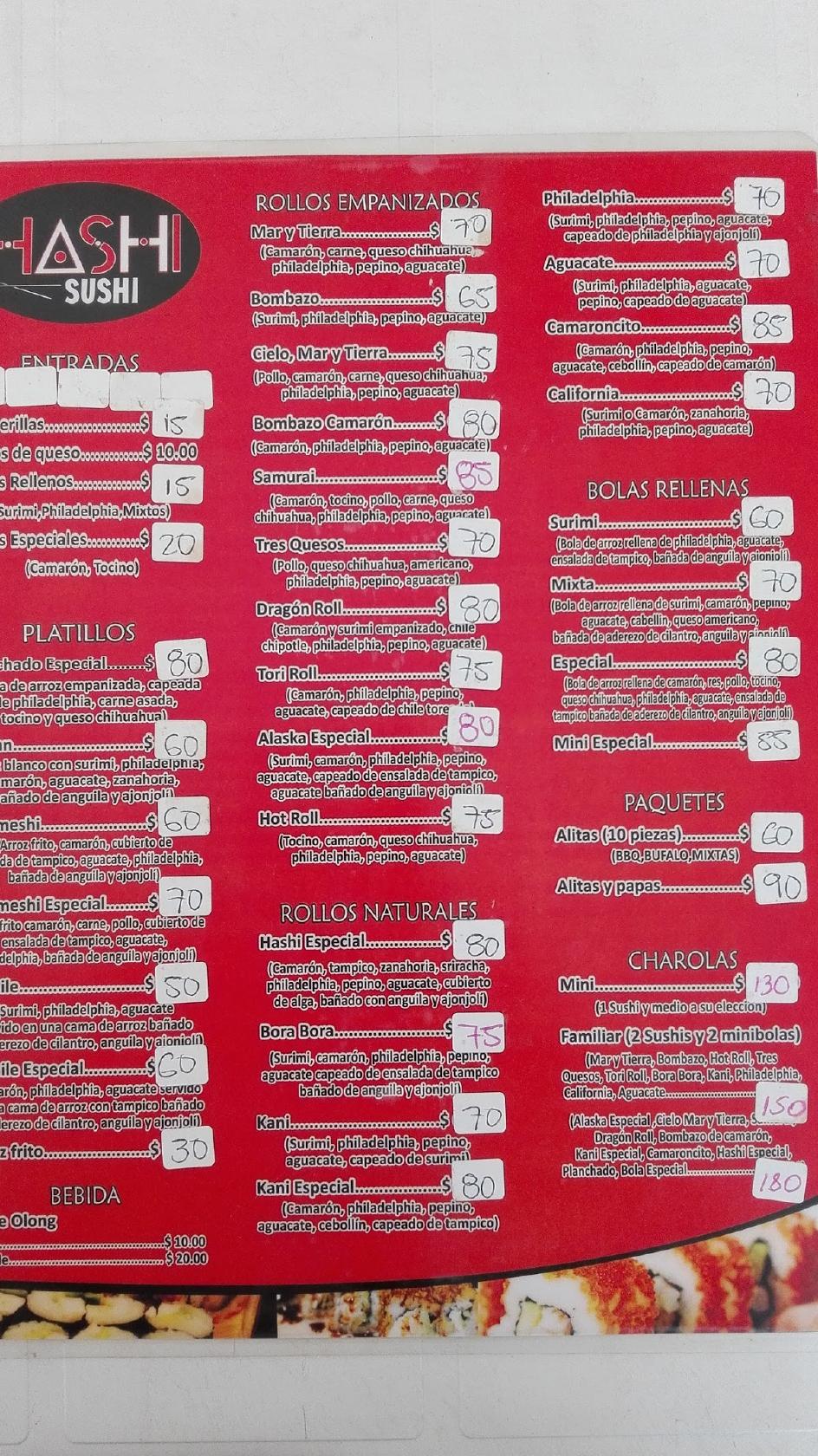 Menu at Hashi Sushi, Guasave, Calle San Nicolas 125