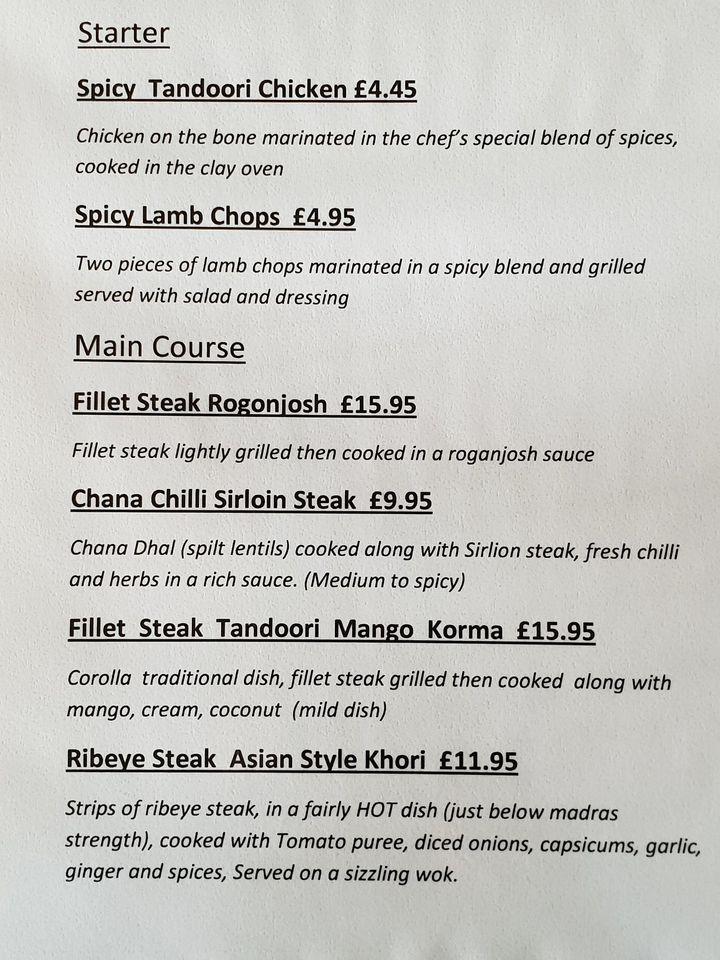 Menu at Spice Lounge Indian Cuisine & Bar, Rishton