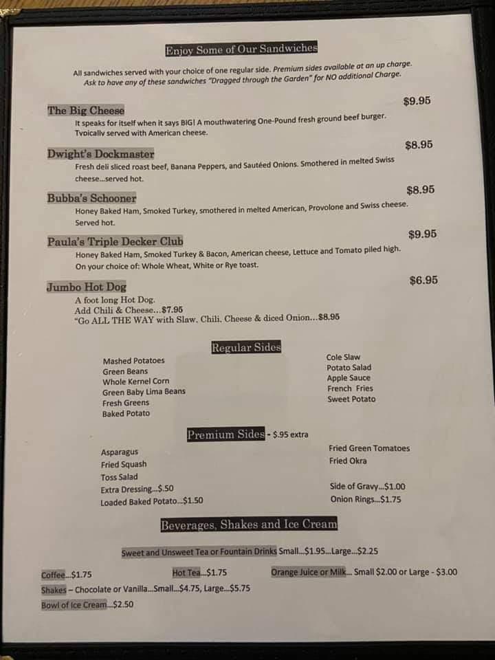 Menu at Gerald’s cafe, Middleburg
