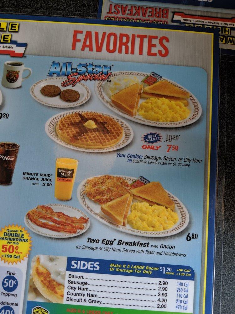 Menu at Waffle House restaurant, Moncks Corner, 309 N U.S. Hwy 52