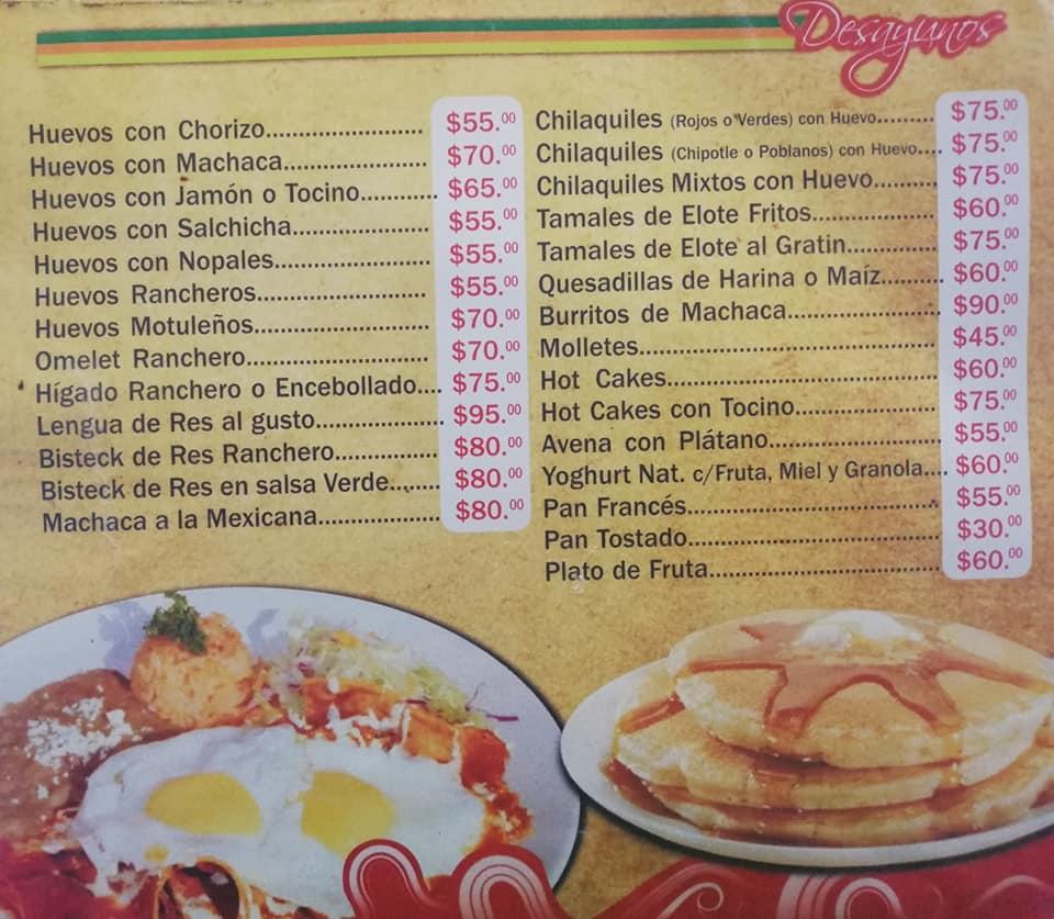 Carta de Rey de Reyes Restaurant, Los Mochis