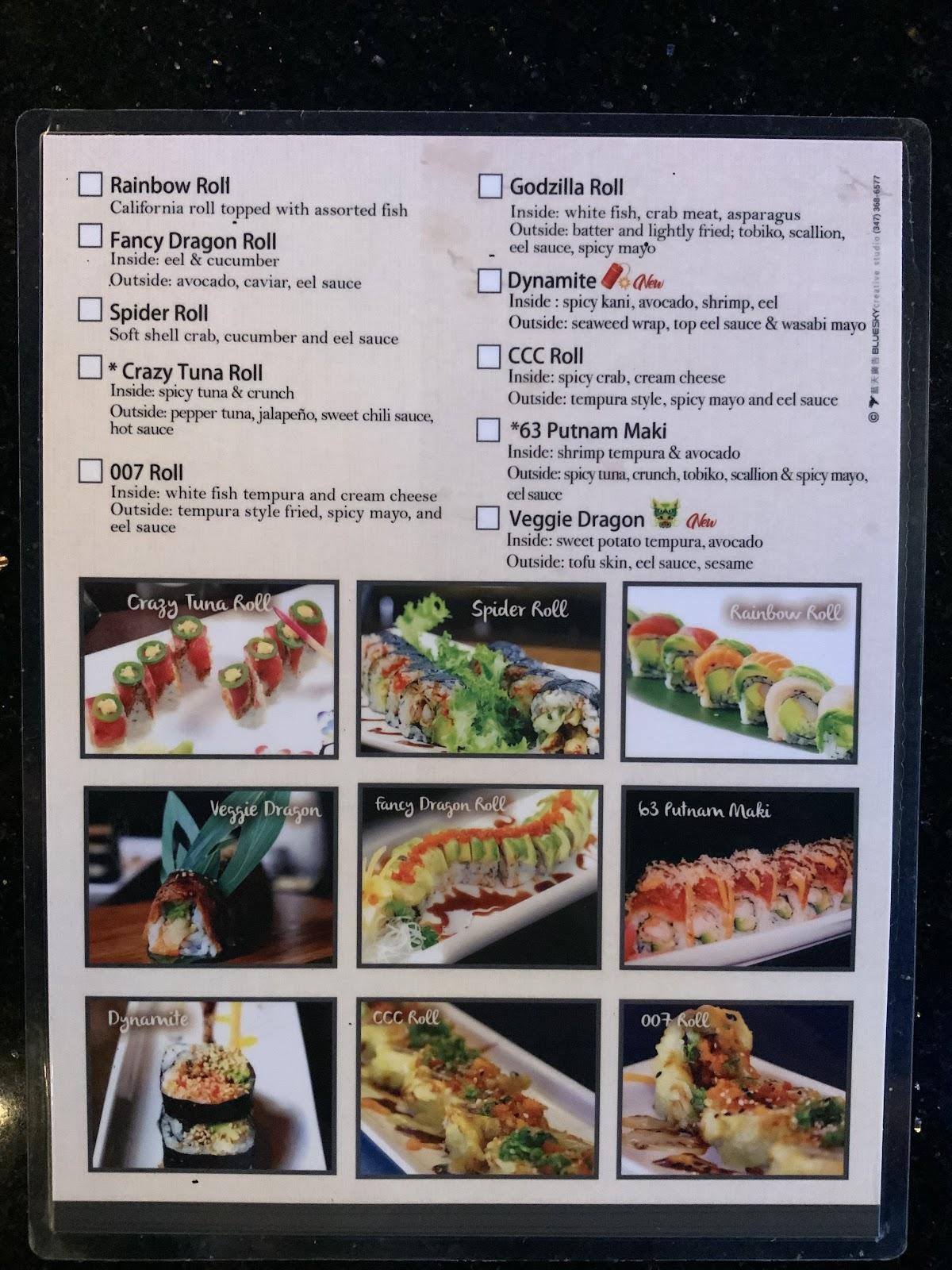 Menu at Wasabi Restaurant & Bar, Saratoga Springs