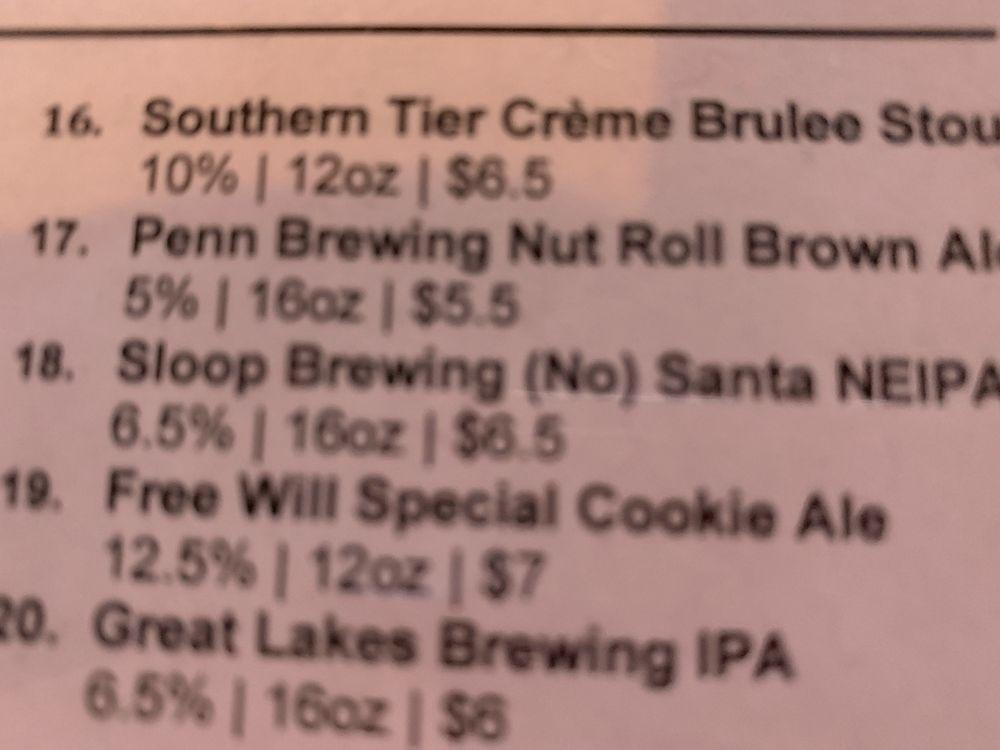 Menu at Ale Mary's at the Bittenbender pub & bar, Scranton