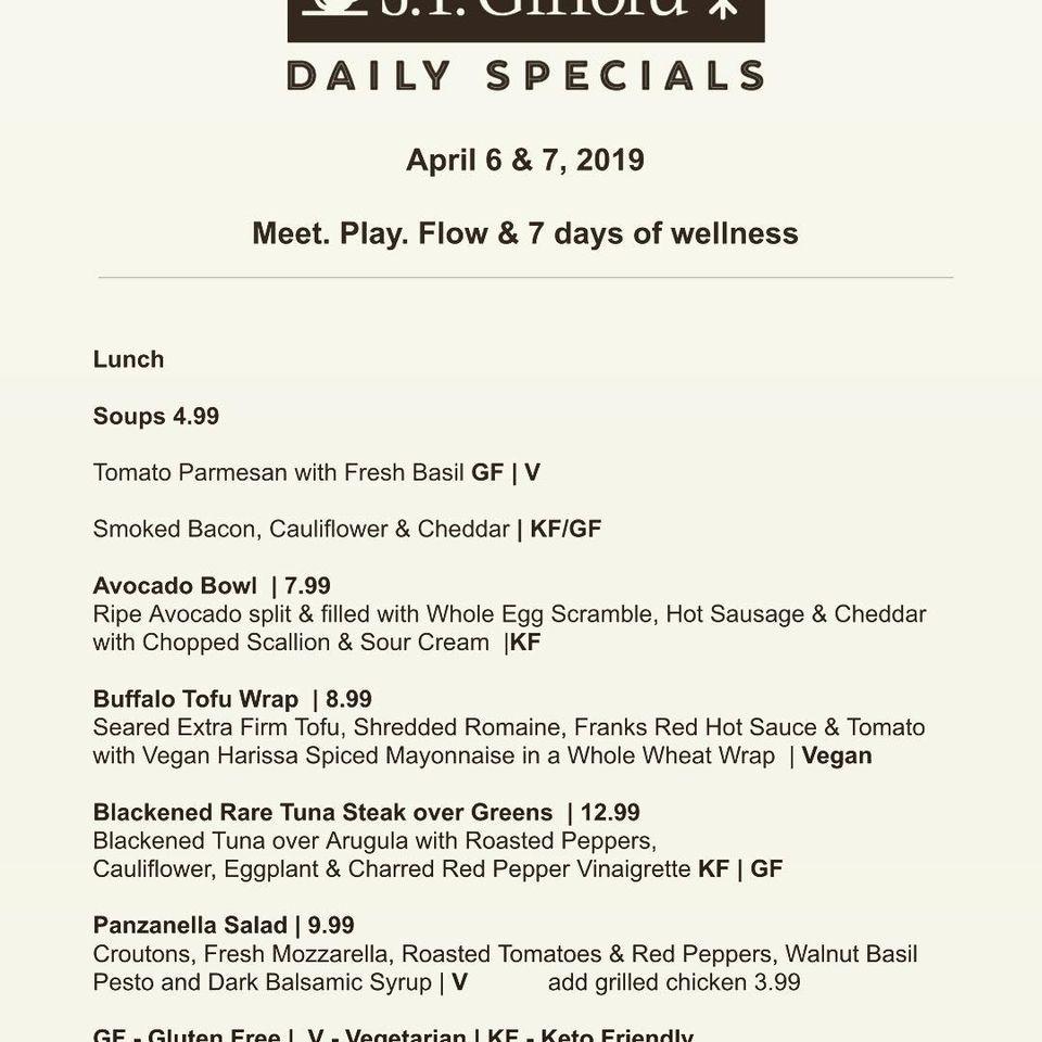 Menu at J.P. Gifford Market & Catering Company cafe, Kent