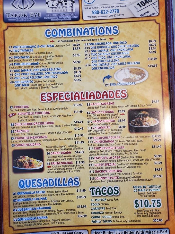 Menu at Potrillos Mexican Restaurant, LLC, Sulphur, W Broadway Ave