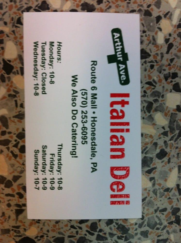 Menu at Arthur Ave Italian Deli restaurant, Honesdale