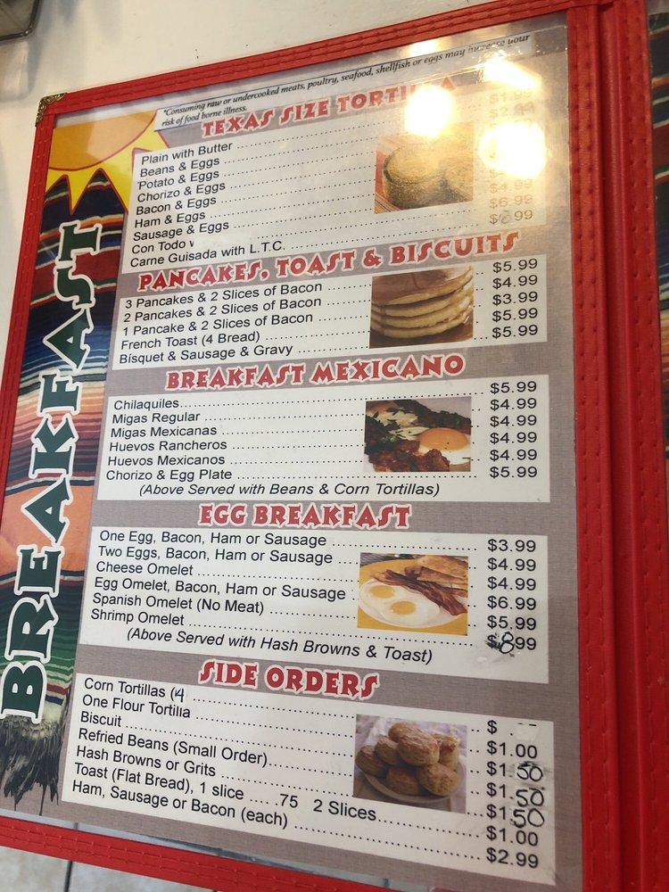 Menu at Mexiquito Restaurant, Port Isabel