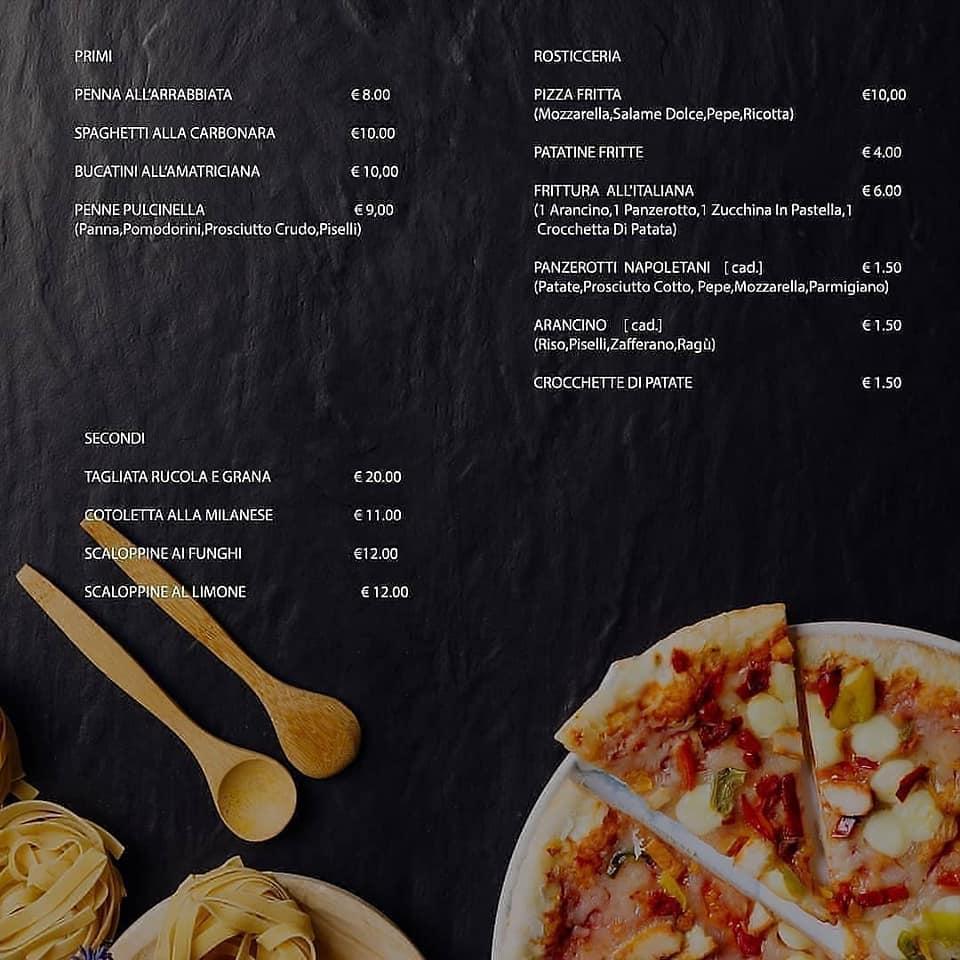 Menu at Pulcinella restaurant, Como