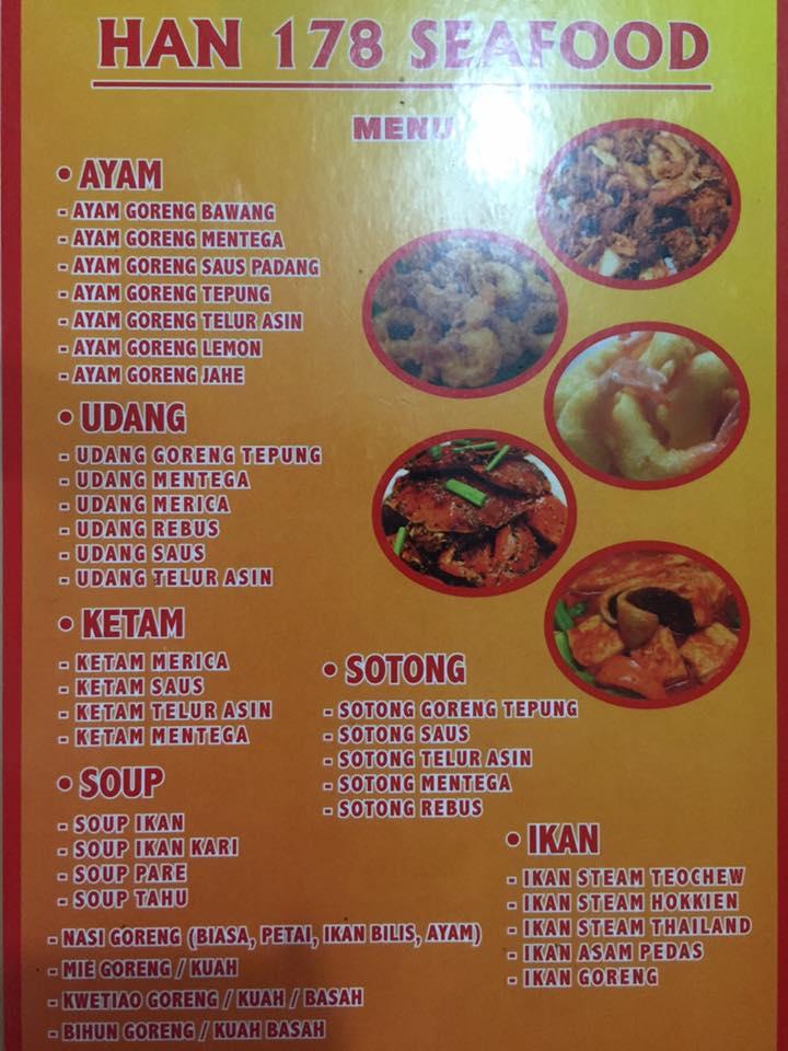 Menu at Han 178 Seafood restaurant, Batam