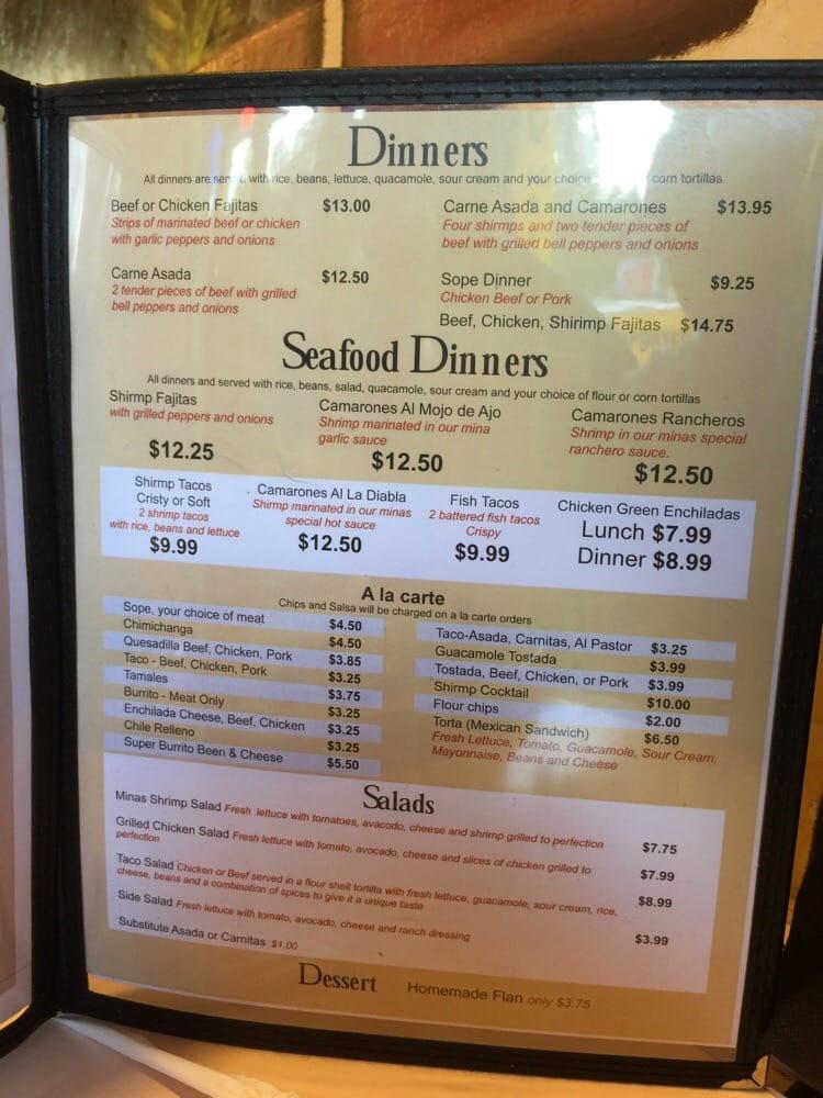 Menu at Las Minas Mexican Restaurant, Pine Grove, CA88