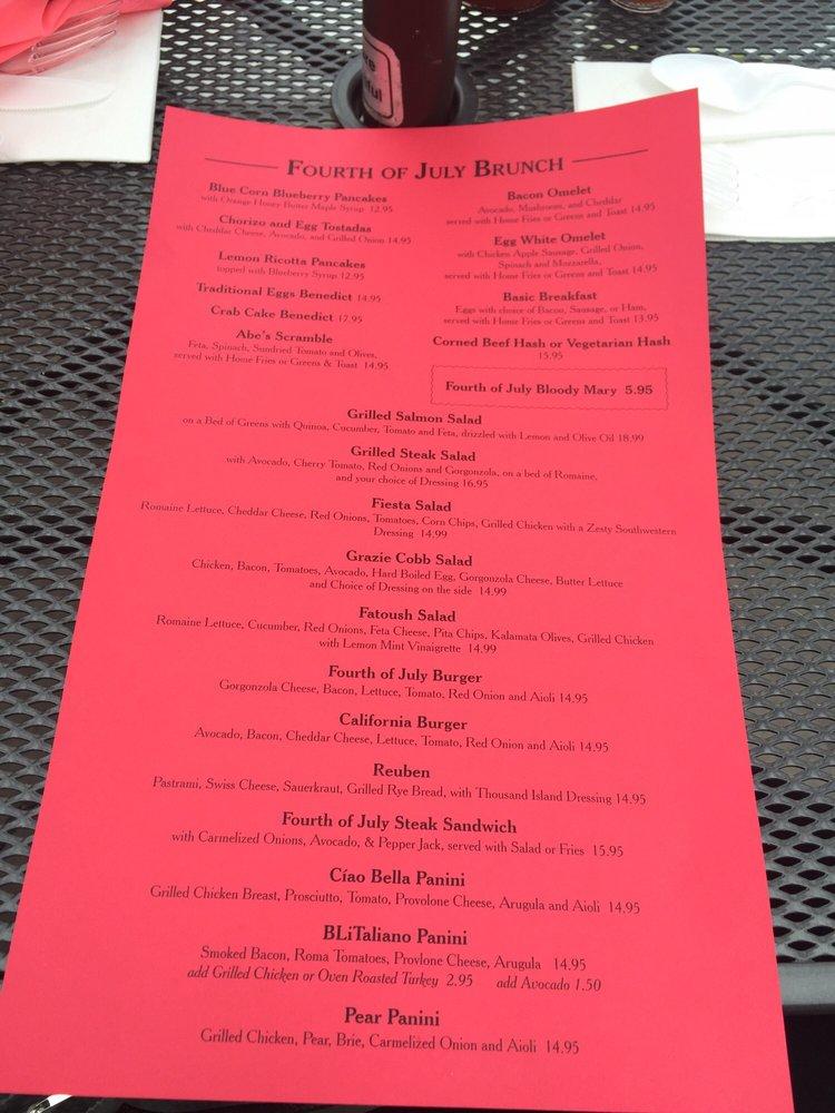 Menu at Grazie Restaurant, Novato