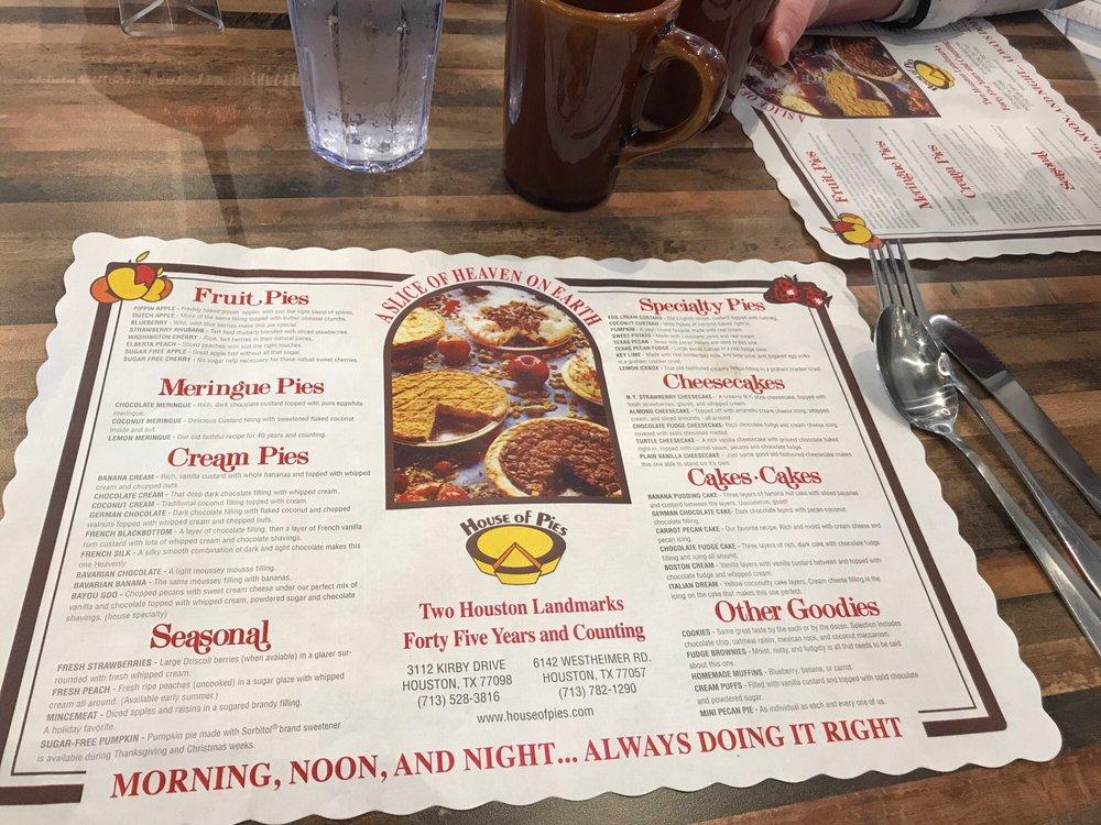 Menu at House of Pies Restaurant & Bakery The Woodlands, The Woodlands