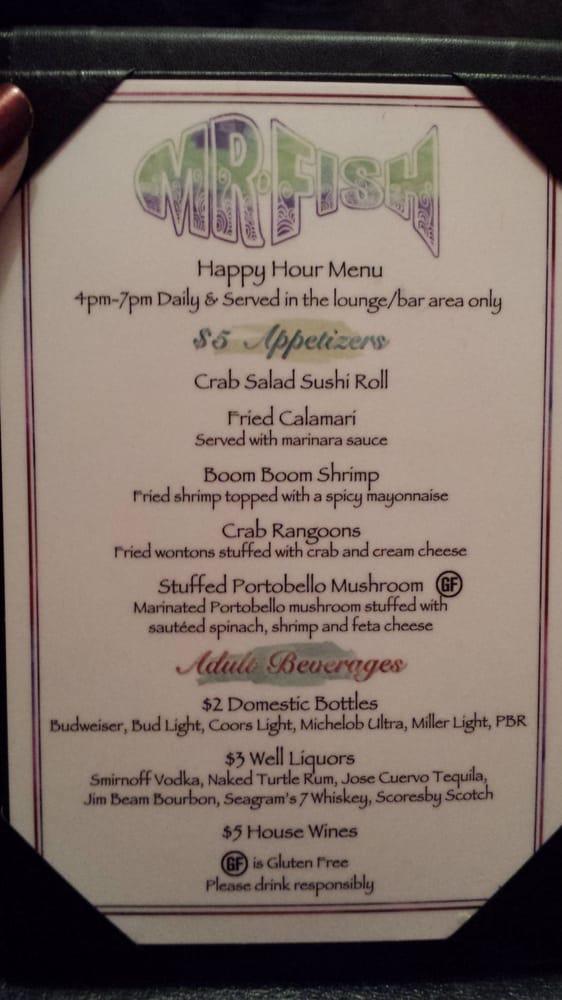 Menu at Mr. Fish Seafood Restaurant, Myrtle Beach