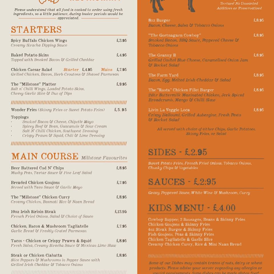 Menu At The Millstone Restaurant Omagh   R3ab Menu The Millstone 2023 01 