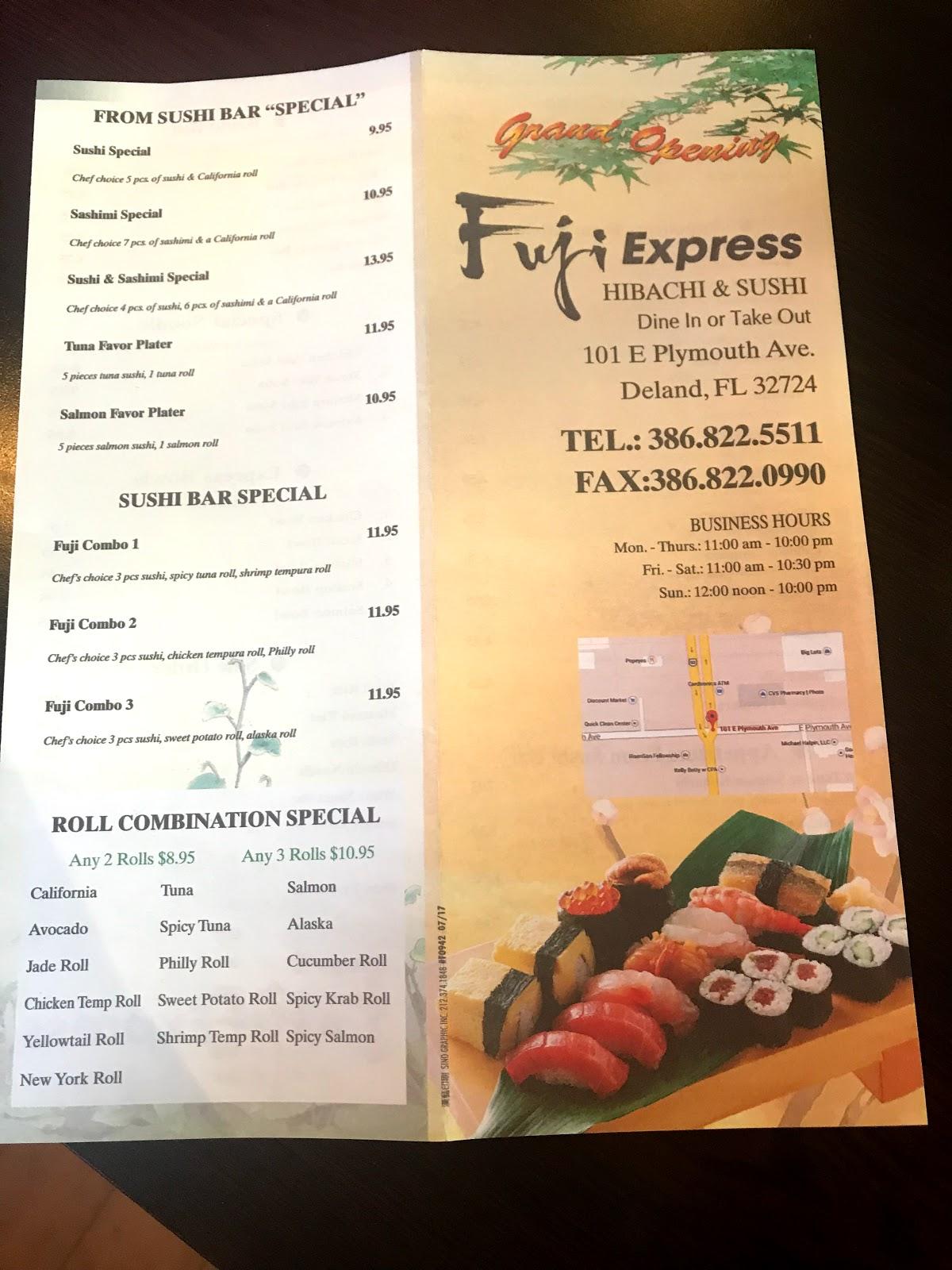 Carta Del Restaurante Fuji Express DeLand