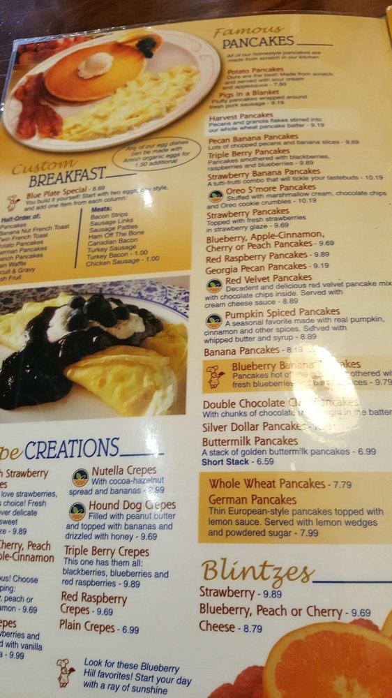 Menu at Blueberry Hill Breakfast Cafe, Oak Brook, Butterfield Rd