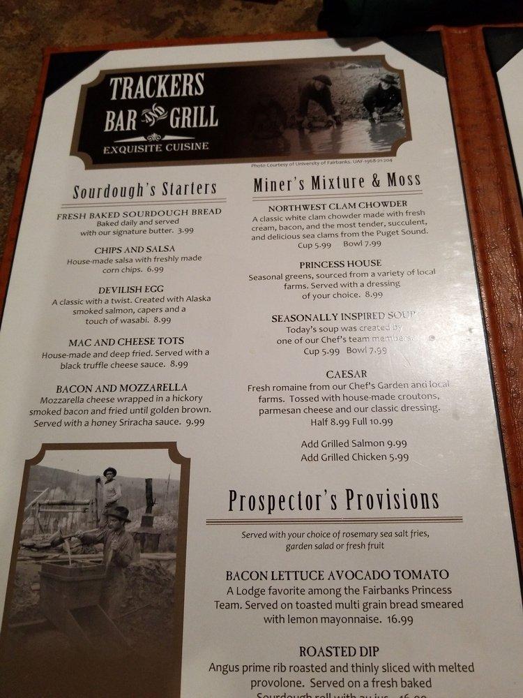 Menu at Trackers Lounge pub & bar, Fairbanks