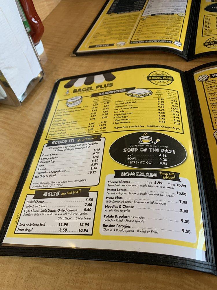 Menu at Bagel Plus restaurant, Toronto, 634 Sheppard Ave W