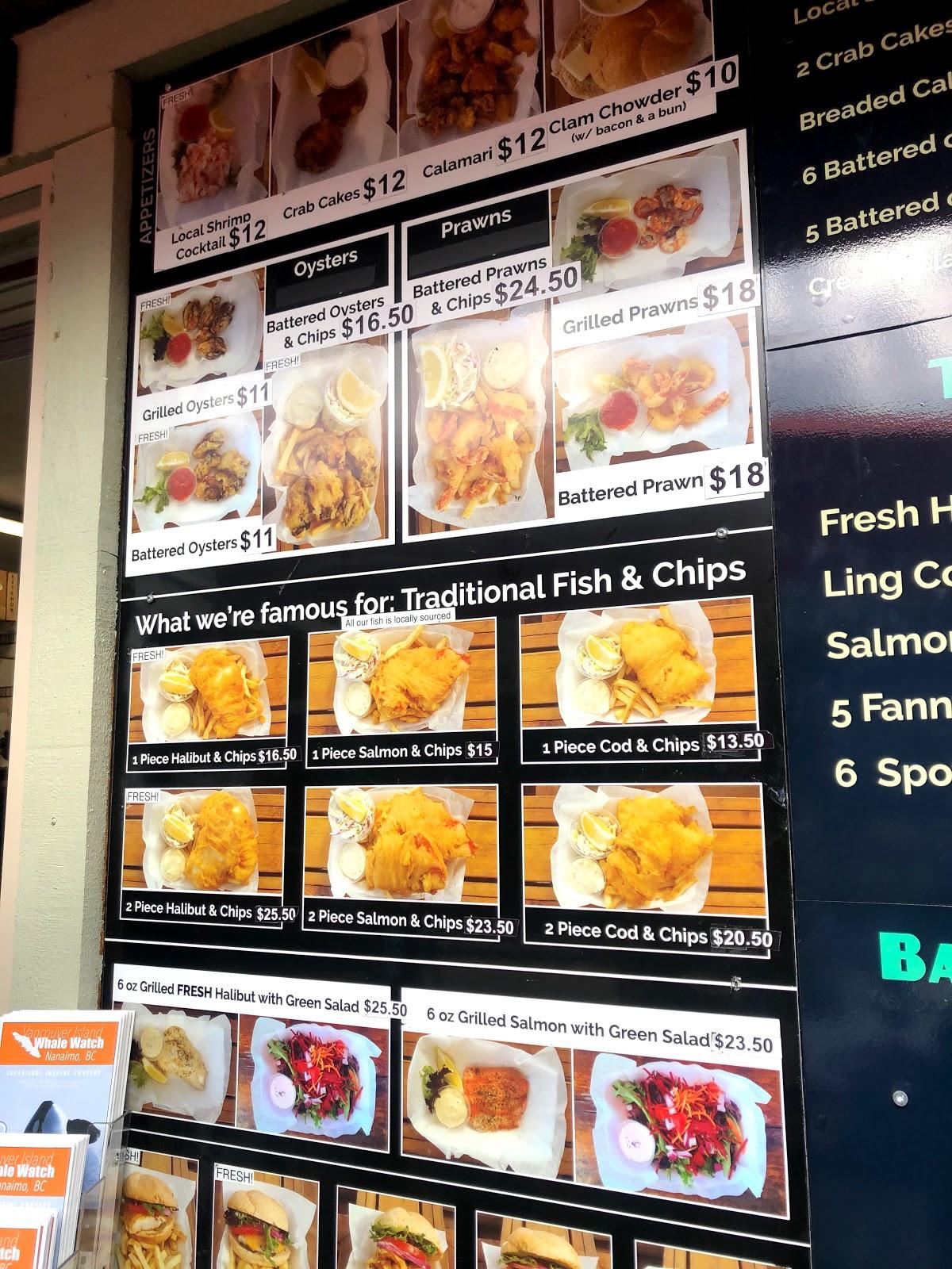 Menu at Trollers Fish & Chips restaurant, Nanaimo
