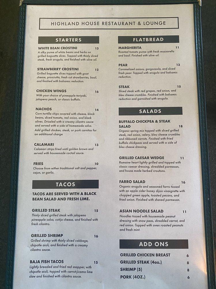 Menu at Mount Shasta Resort restaurant, Mount Shasta