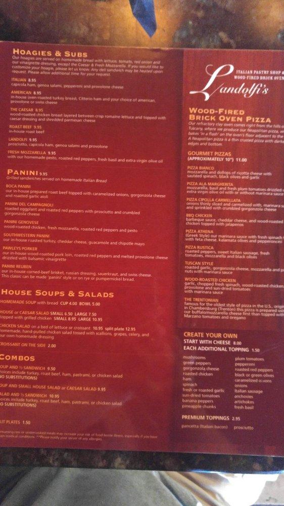 Menu at Landolfi's Italian Bakery, Pawleys Island