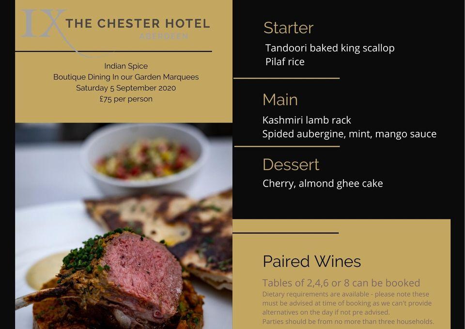 Menu at The Chester Hotel restaurant, Aberdeen