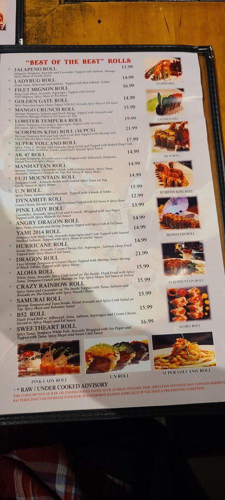 Menu at Volcano Steak & Sushi restaurant, Duluth