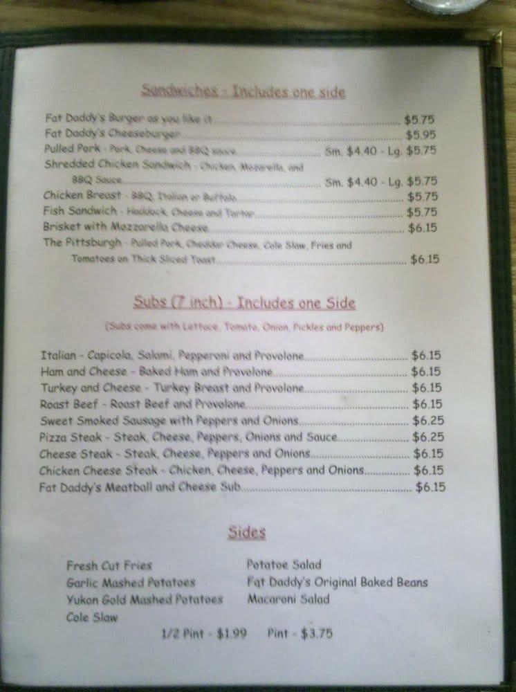 Menu at Fat Daddy's BBQ Shak and 6pak, Altoona, 200 E Pleasant Valley Blvd
