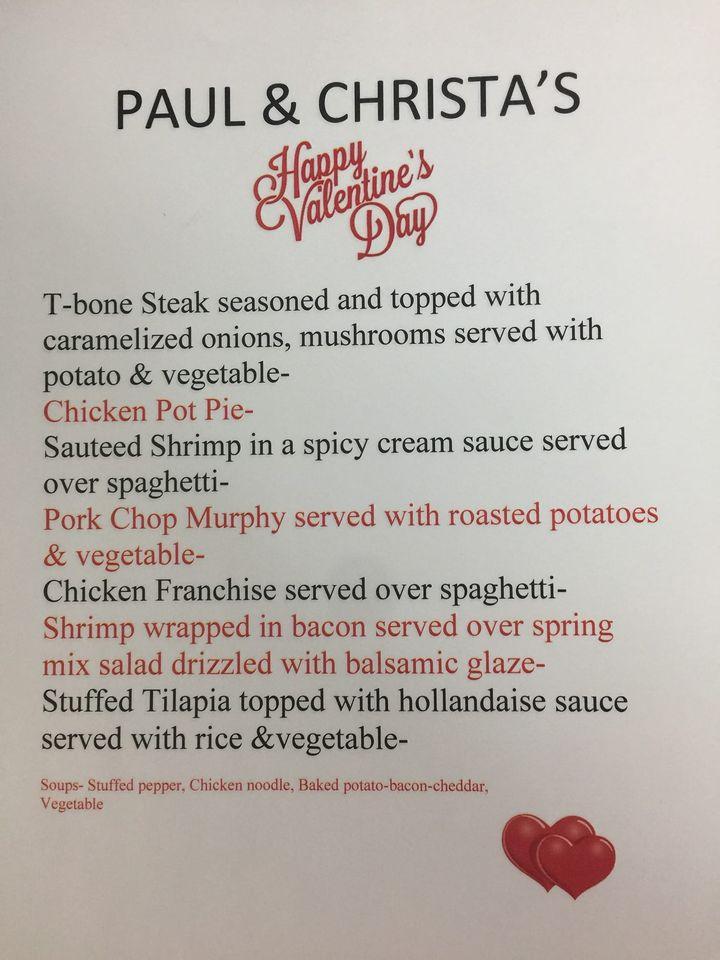 Menu at Paul and Christa's Diner restaurant, Hopatcong