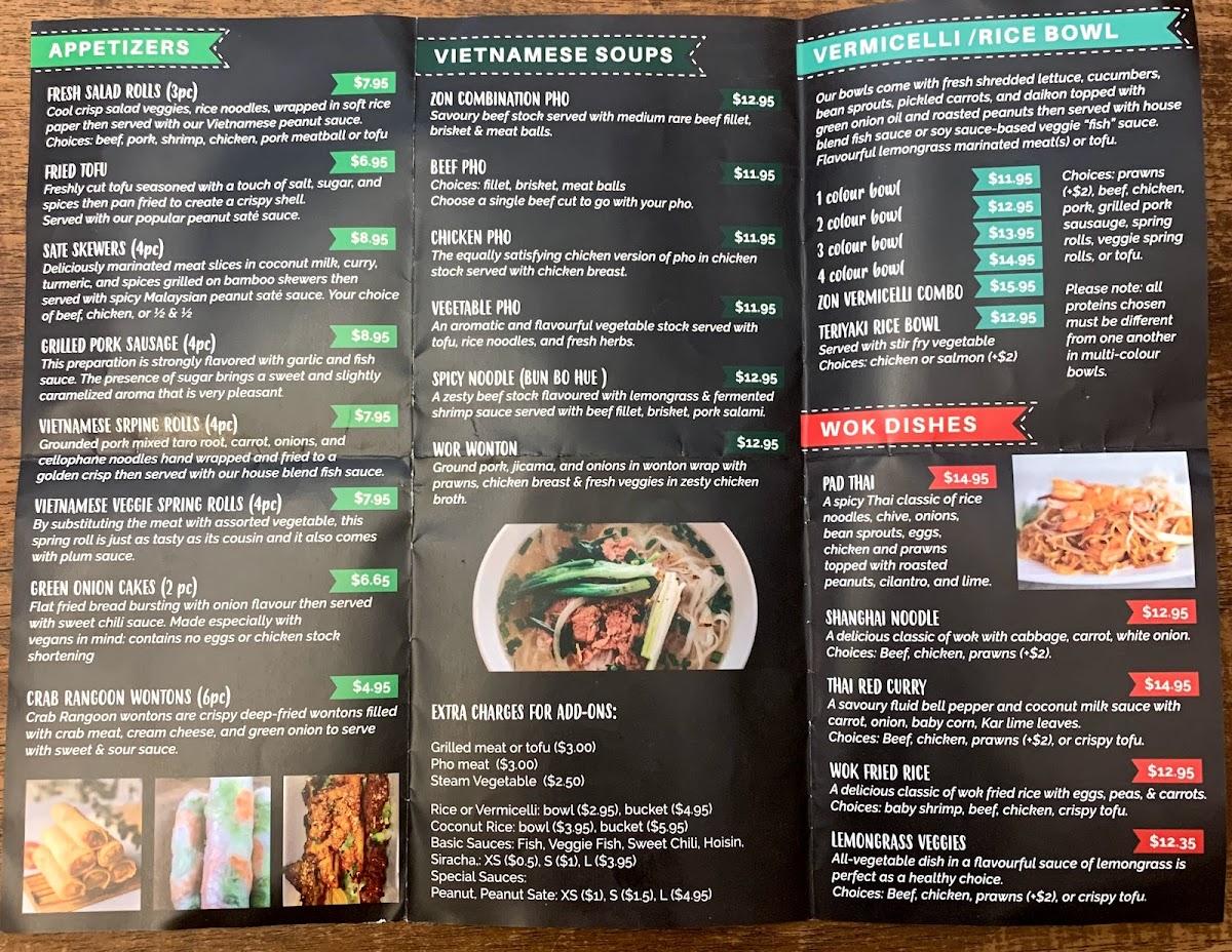 Menu at Banh mi Zon ( BMZ ) restaurant, Sherwood Park