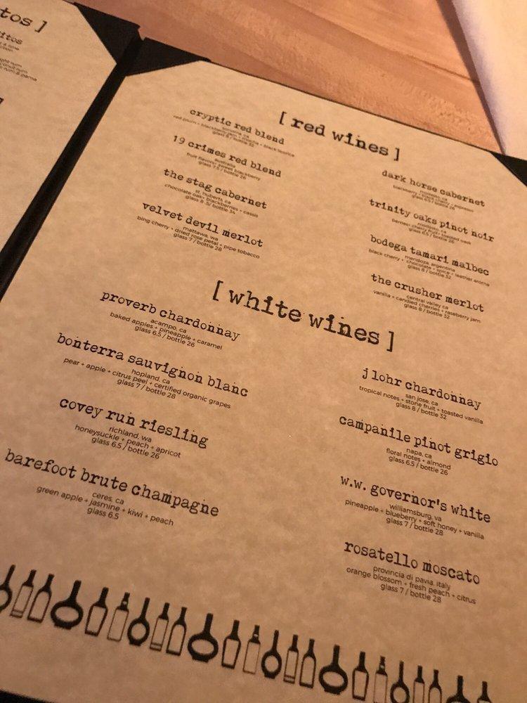 Menu at Oceans & Ale pub & bar, Williamsburg, Richmond Rd