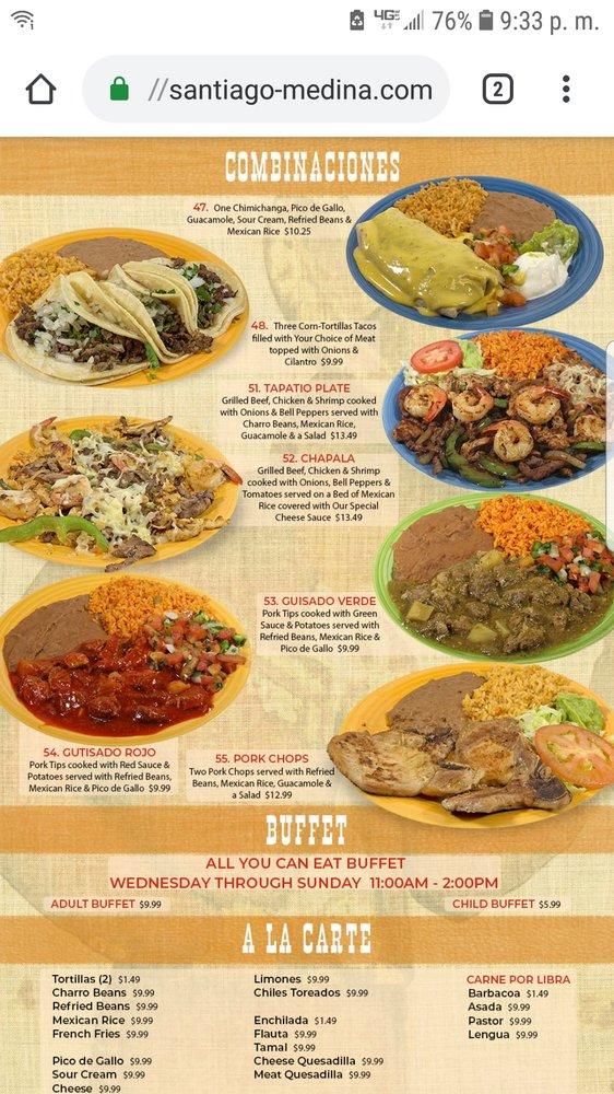 Menu at Taqueria El Tapatio restaurant, Dumas, Guy Lane Plz