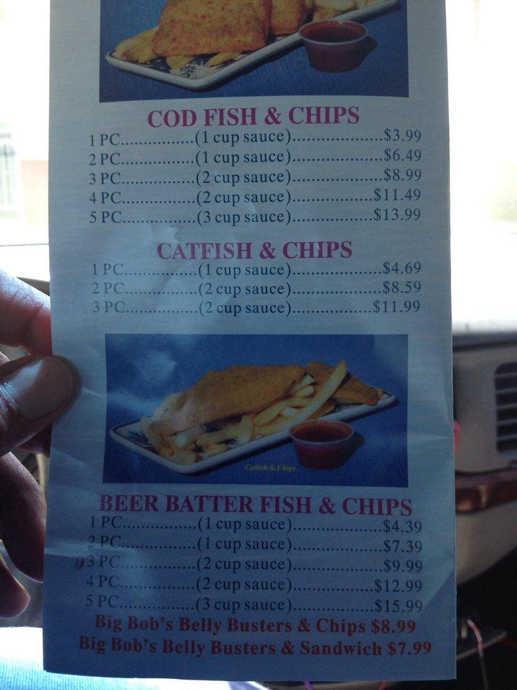 Menu at Q's Fish & Chips restaurant, Phoenix, W McDowell Rd
