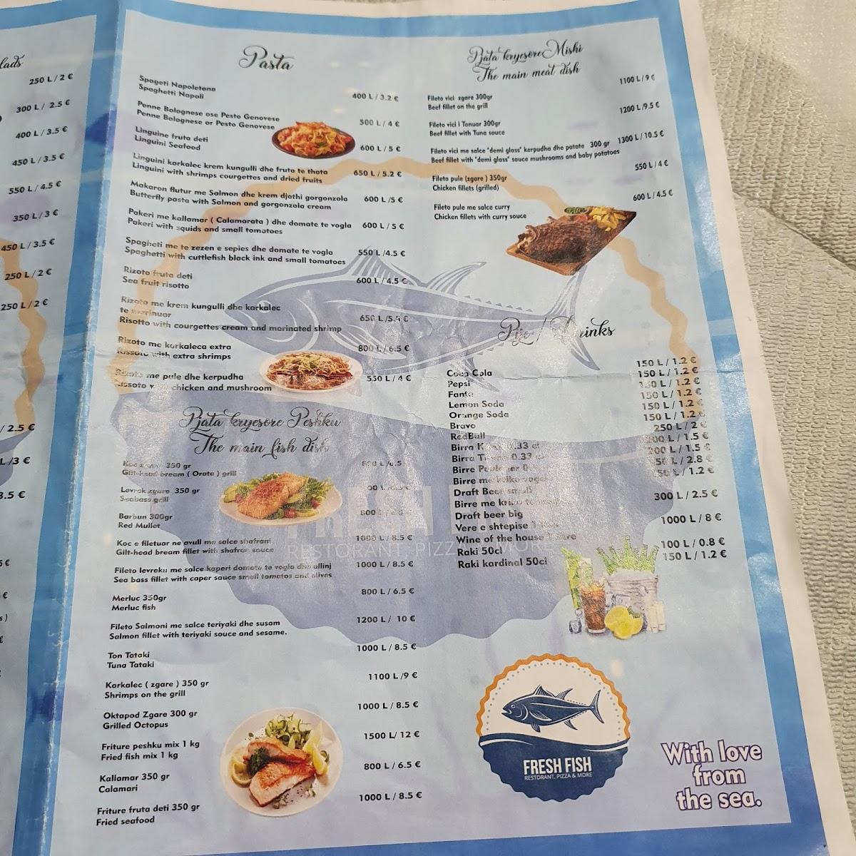 Speisekarte von Fresh Fish Restaurant, Durrës