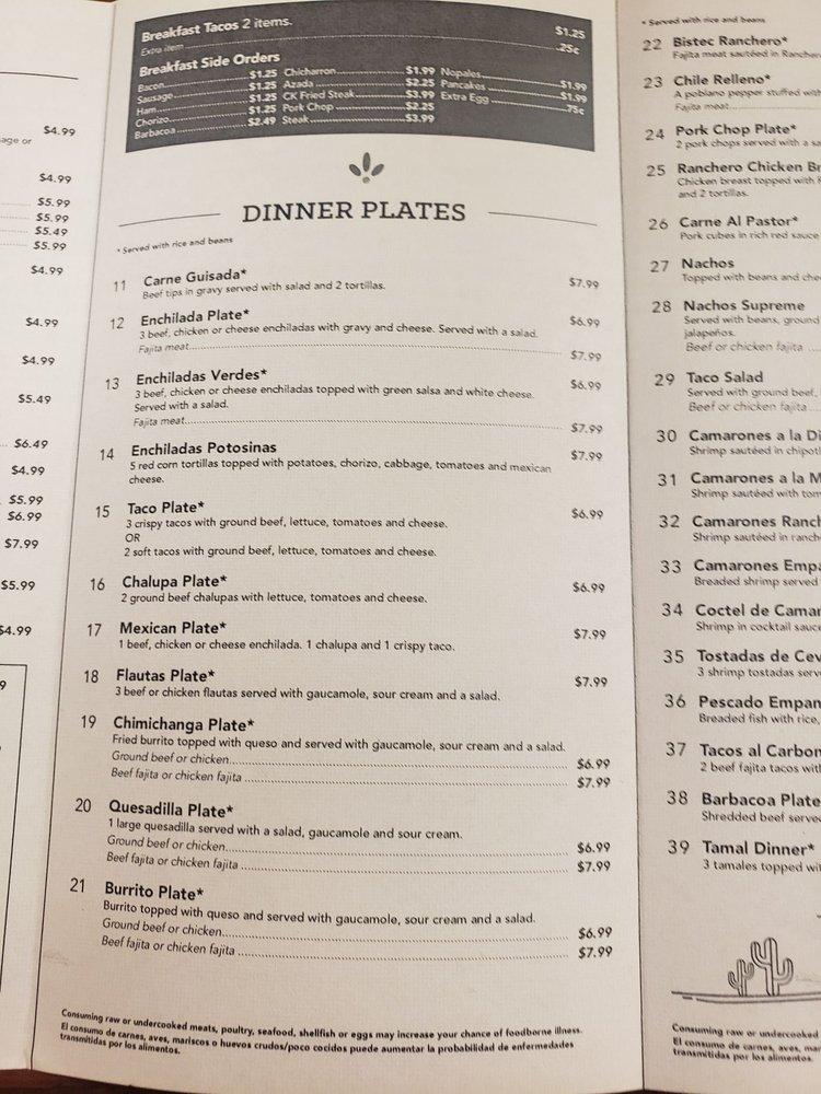 Menu at Juanes Mexican Restaurant, Cameron, 302 W 4th St