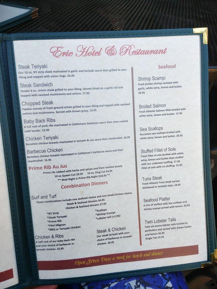 Menu at The Erie Hotel & Restaurant, Port Jervis