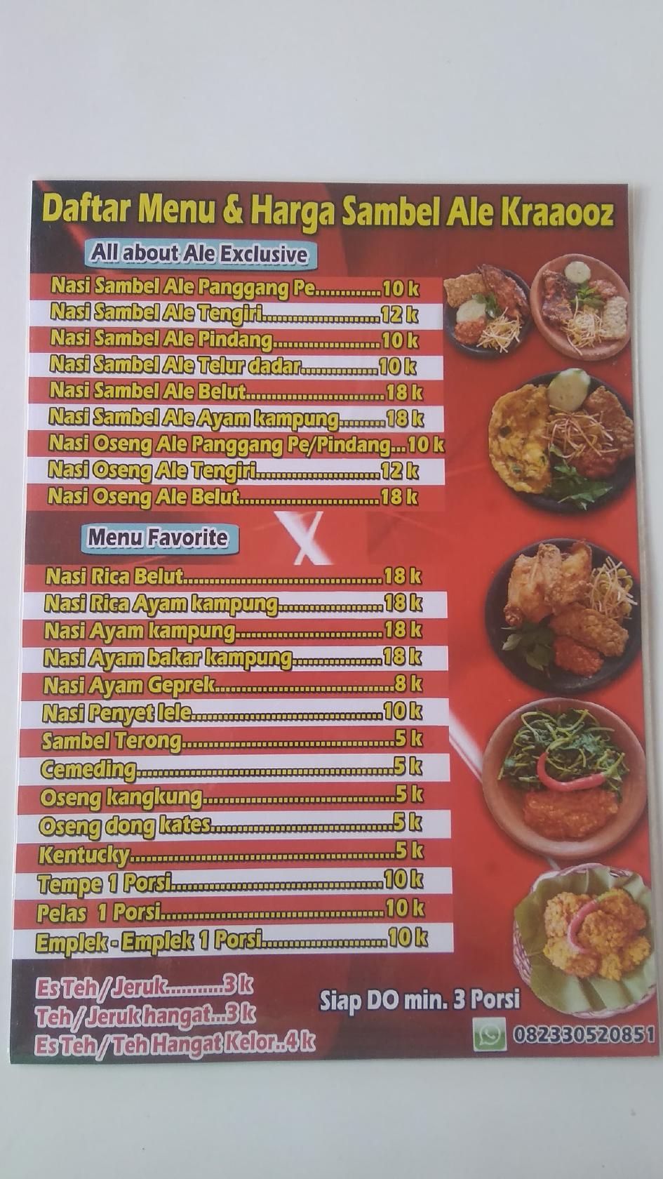 Menu At Sambel Ale Kraaooz, Bojonegoro