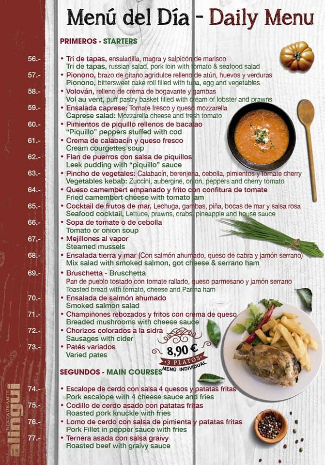 Menu at Restaurante Alingui Torrevieja, Torrevieja, Pl. Waldo Calero