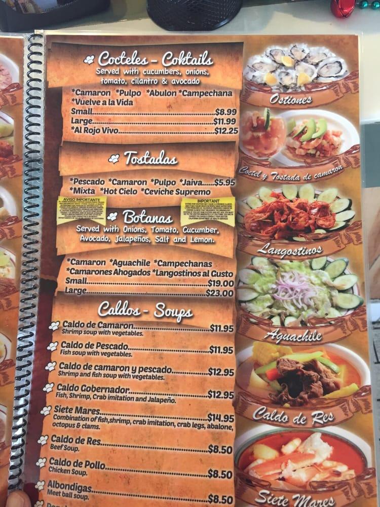 Menu at Cielito Lindo restaurant, Riverside
