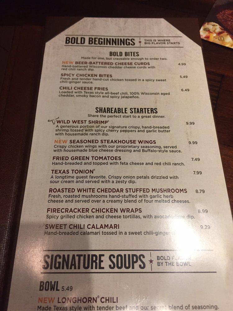 Menu at LongHorn Steakhouse, Harrisburg, Jonestown Rd