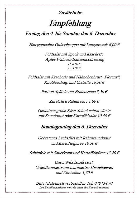 Speisekarte von Gasthaus Stigler restaurant, Renchen