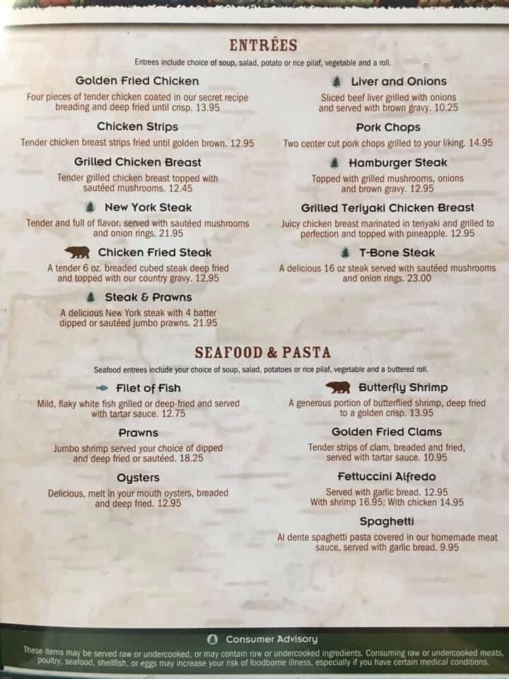Menu at Minnie's Montana Cafe, Thompson Falls